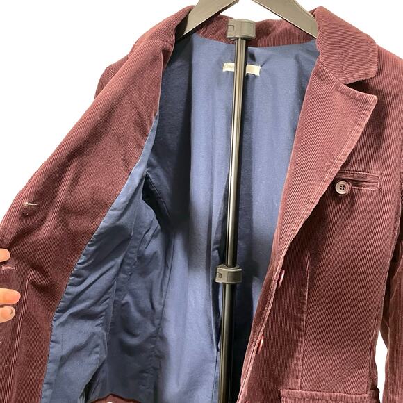 Vince Womens Corduroy Blazer Coat Burgundy Wine Medium 8 Casual Jacket Y2K USA - Picture 8 of 9
